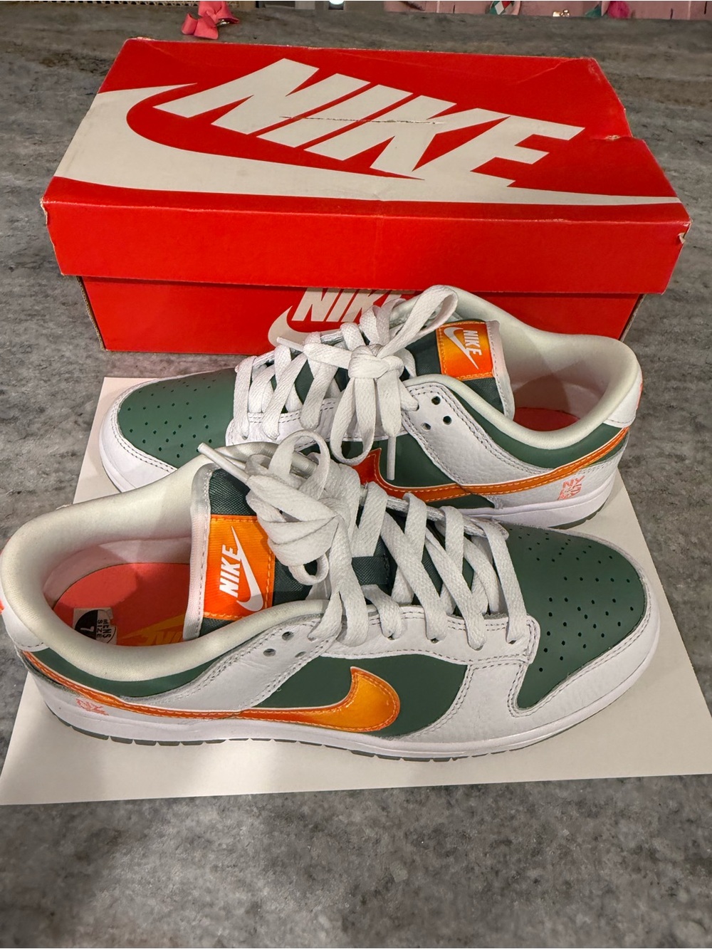 Nike dunk green & orange